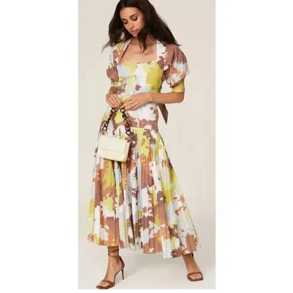 Jonathan Simkhai Pleated Poplin Midi Multicolor Size 10-EUC-Bundles/Offers👍